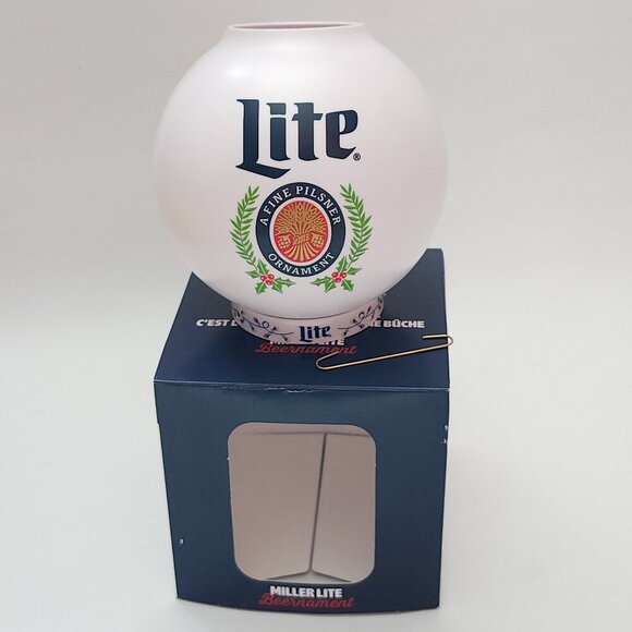 FUN MILLER LITE Beer Ornament BEERNAMENT BNIP Bulb Ornament Beer Can Pilsner - Picture 2 of 10